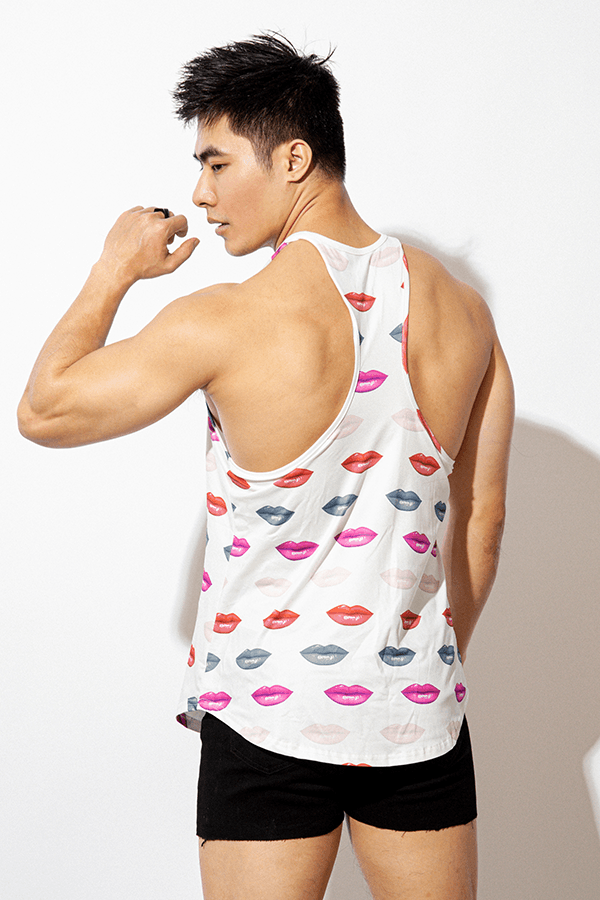 Feel Me Scoop Bottom Tank - Lips - JJ Malibu
