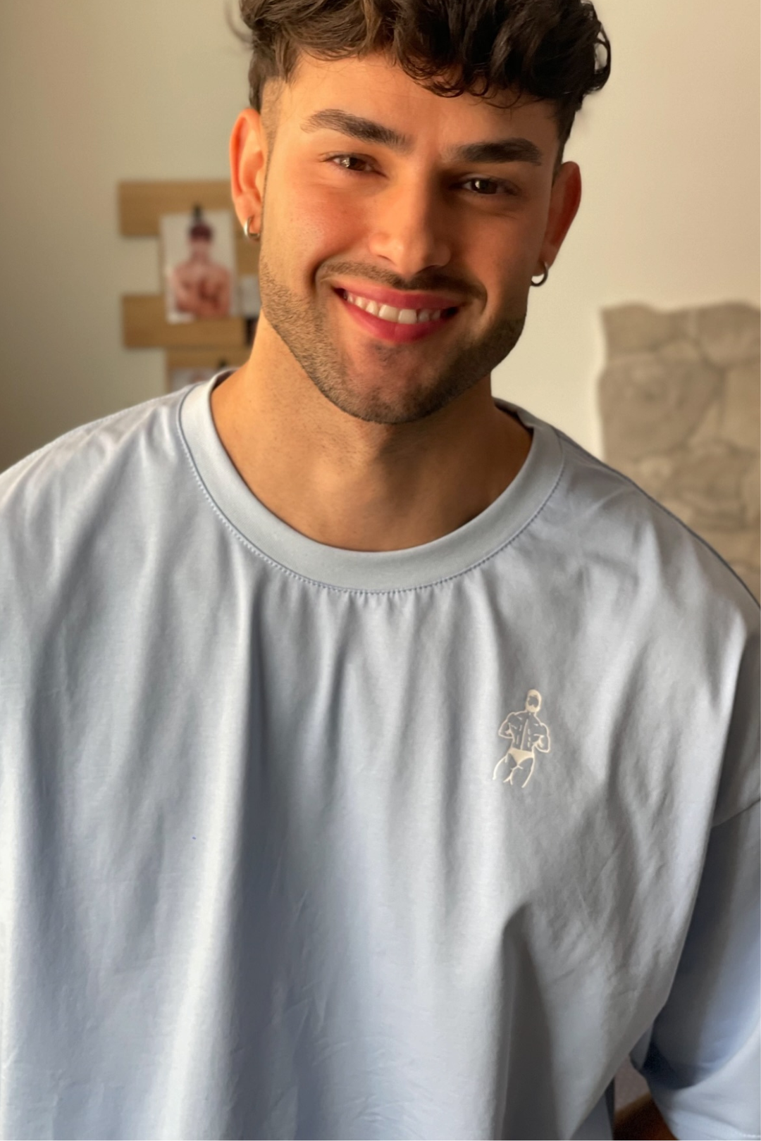 Oversized Relaxed Crop Top - Baby Blue