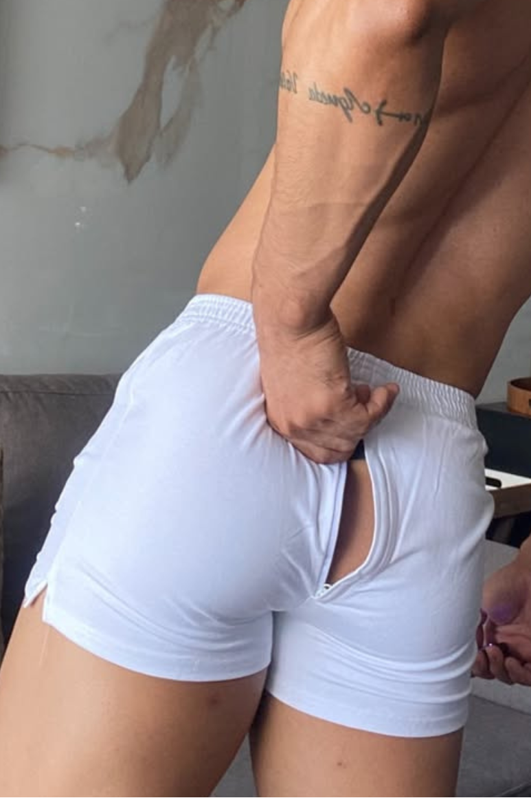 Peek-A-Boo Varsity 2" Short Shorts  -  Marshmallow