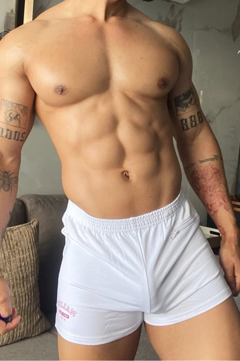 Peek-A-Boo Varsity 2" Short Shorts  -  Marshmallow