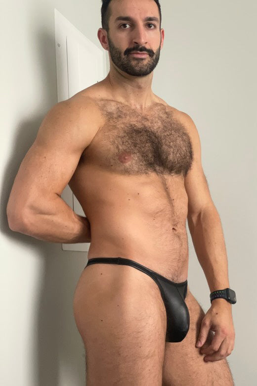 Soft Vegan Leather Scrunch Butt Briefs - Black Licorice
