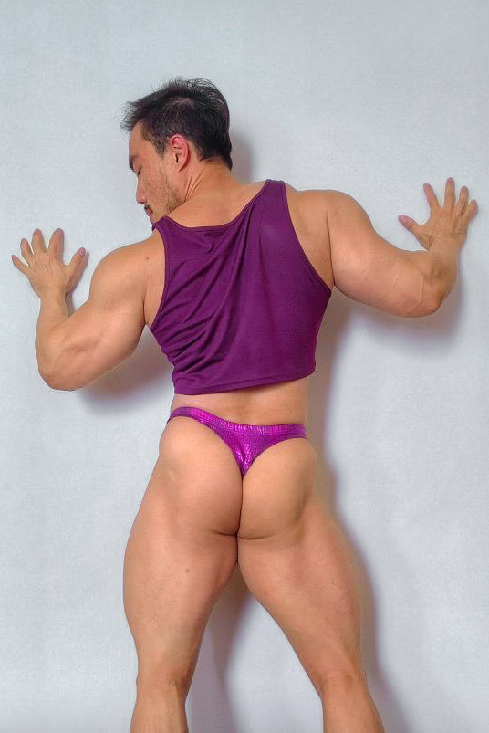 Nocturnal Glimmer Thong with Bulge Pouch - Hot Pink Croc