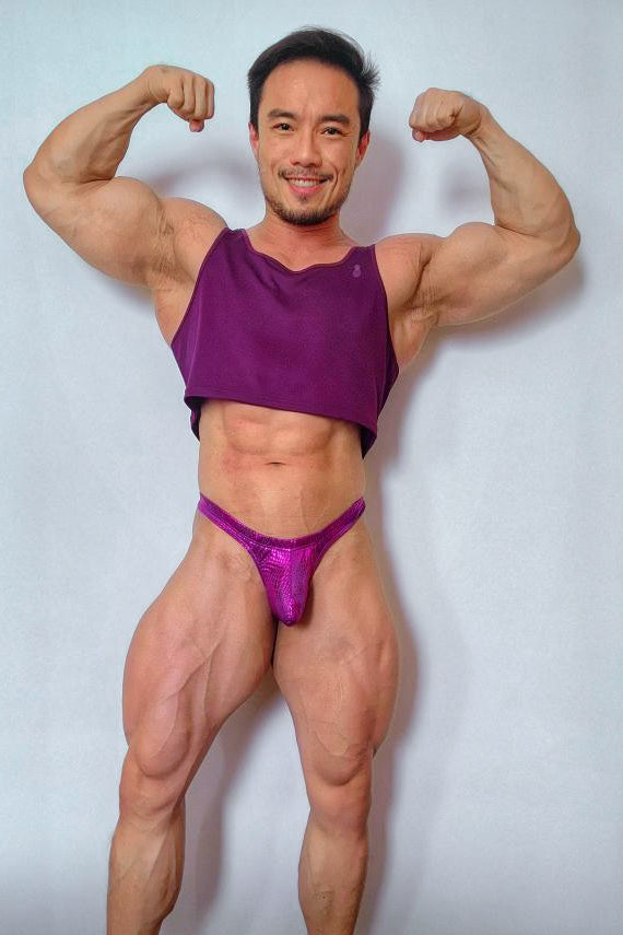 Nocturnal Glimmer Thong with Bulge Pouch - Hot Pink Croc
