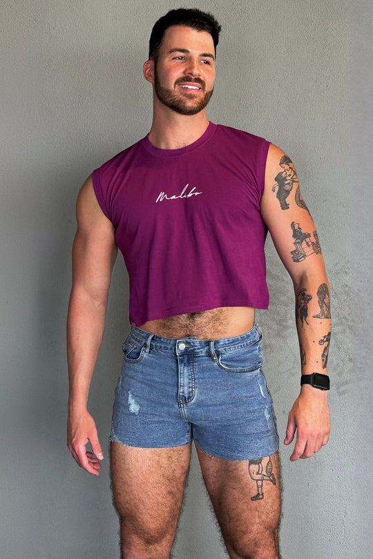Camiseta de tirantes ajustada Escapism - Logotipo morado y blanco
