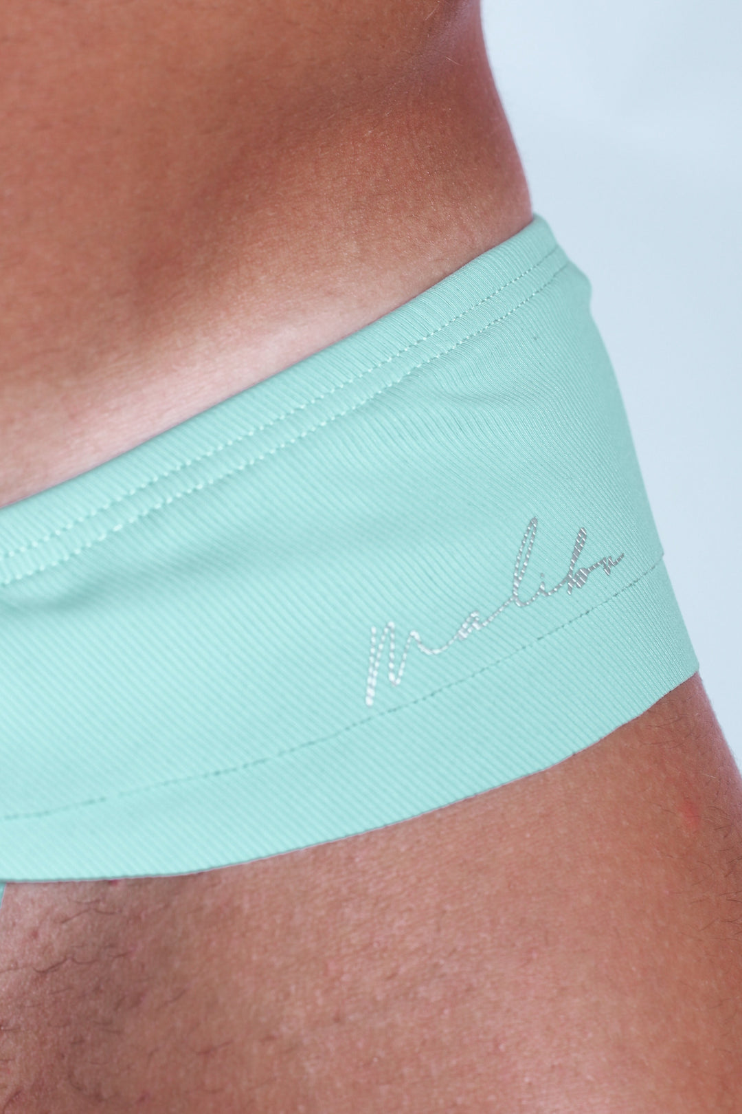 Tanga de baño híbrido deportivo con volantes - Aguamarina claro