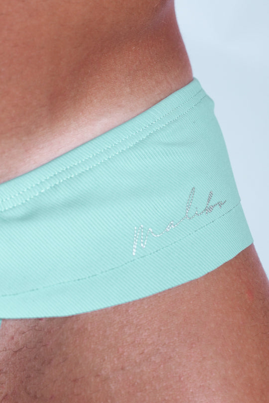 Tanga de baño híbrido deportivo con volantes - Aguamarina claro