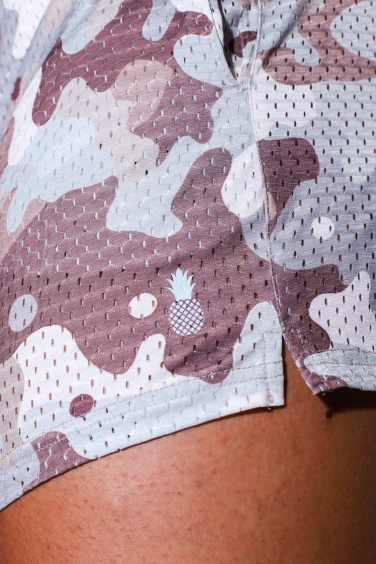 Short court Festival 3" en jersey et maille - Camouflage kaki