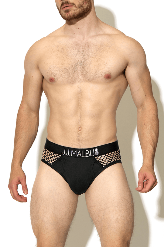 With You Tonight Fishnet Mesh Briefs - Black - JJ Malibu 