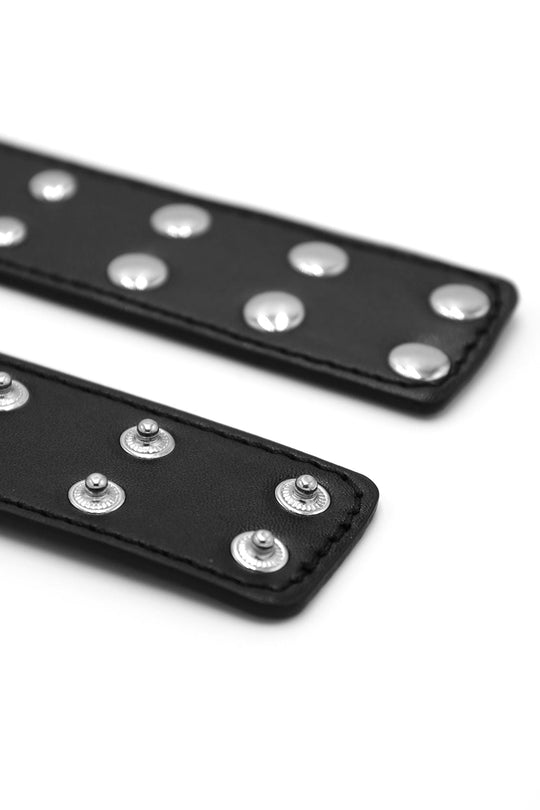 Pulseras de cuero vegano con tachuelas - Negras
