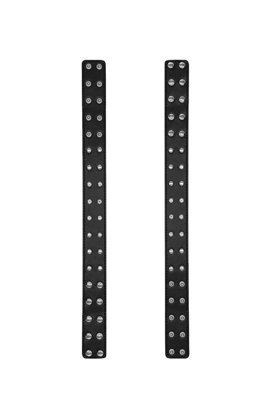 Pulseras de cuero vegano con tachuelas - Negras