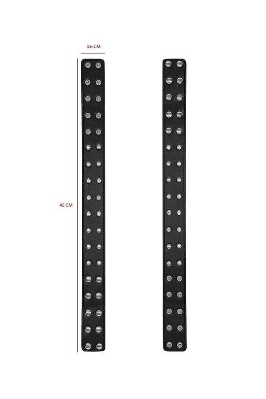 Pulseras de cuero vegano con tachuelas - Negras