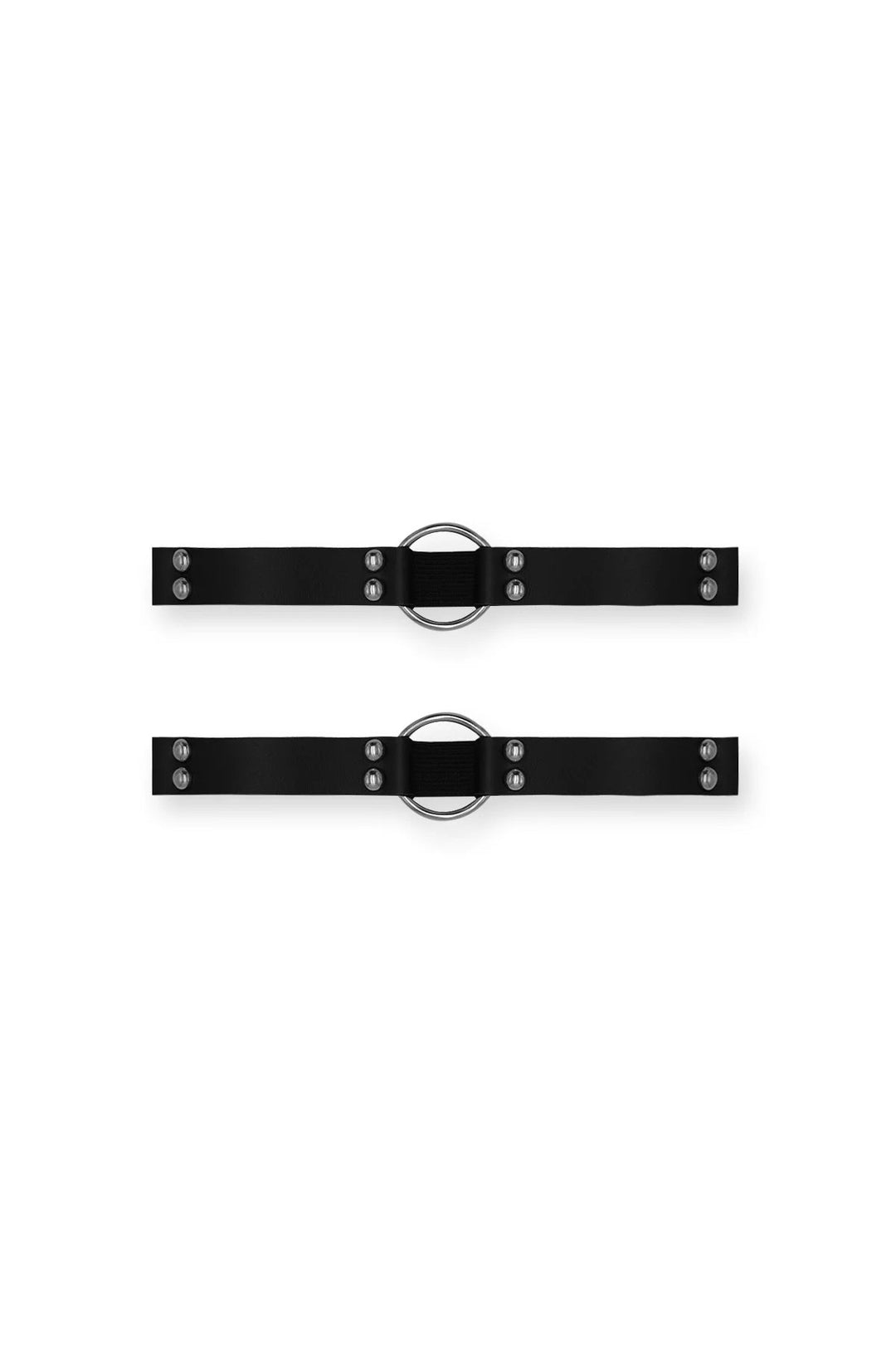 Vegan Leather Ring Leg Bands - Black