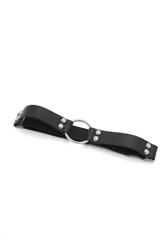 Vegan Leather Ring Leg Bands - Black