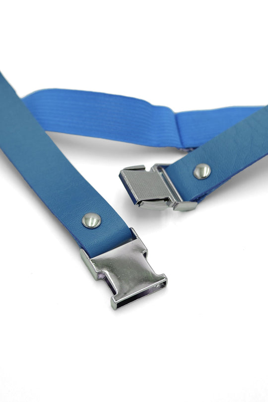 Vegan Leather Snap Buckle Leg Bands - Cobalt Blue