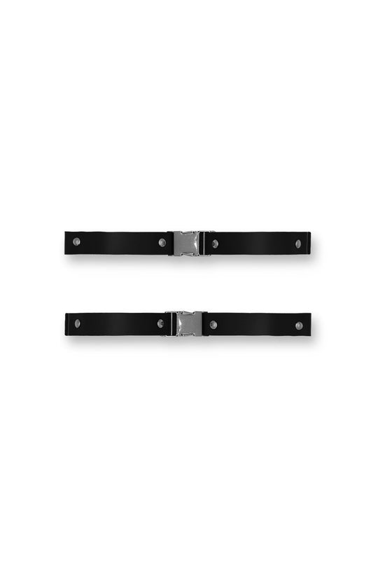 Vegan Leather Snap Buckle Leg Bands - Black