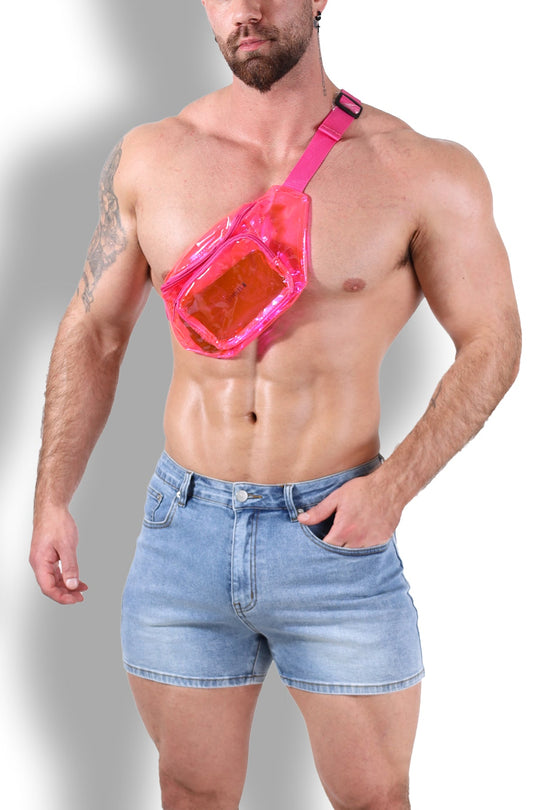 Sac banane translucide surligneur - Rose vif
