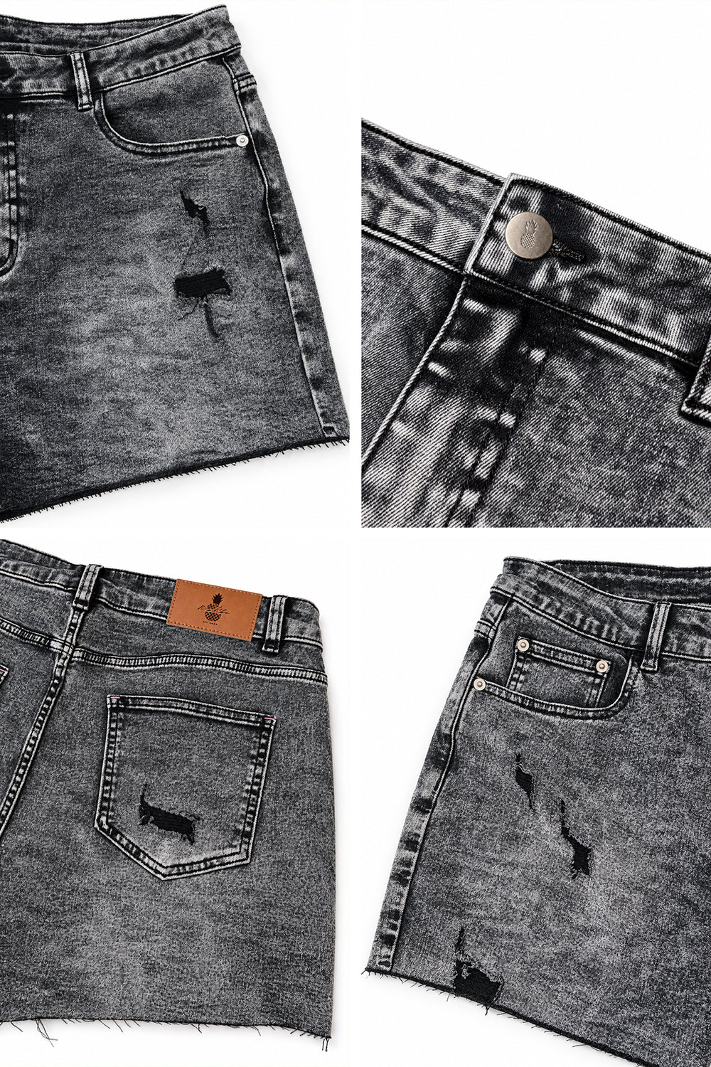 Rockstar Raw Cut 2.5" Denim Short Shorts - Black Acid Wash