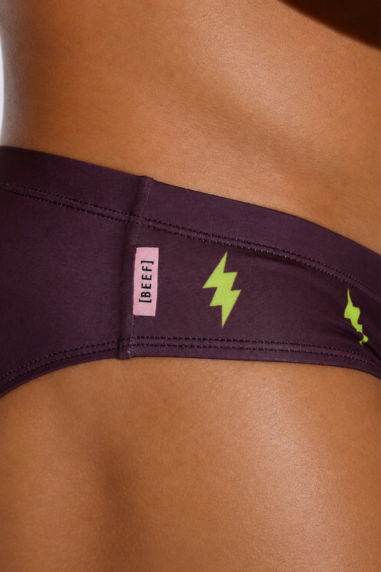 Wet-N-Wild Swim Briefs - Maroon Lightning
