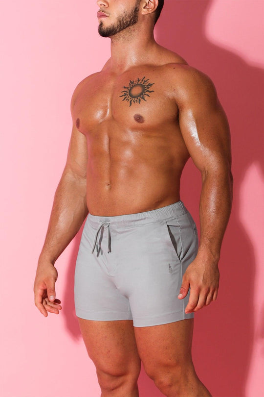 Cuff-It 4" Chino Shorts with Drawstring - Grey - JJ Malibu 