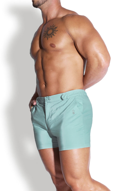Short chino extensible Muscle-fit 4'' pour homme - Vert clair