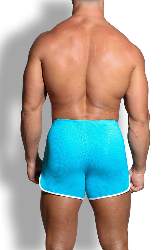 Work-It-Out Perforated 4" Short Shorts - Baby Blue