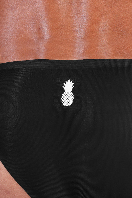 Bas de bikini sans coutures avec découpe en maille - Noir nuit