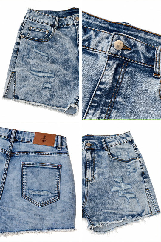 Jaded 3.5" Denim Short Shorts - Blue  Acid Wash