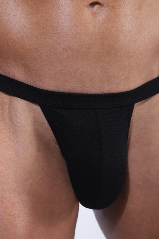 Tanga cómodo de canalé para hombre - Negro medianoche