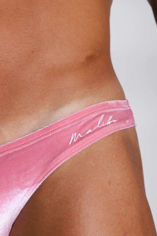 Velvety Scrunch-Butt Bikini Briefs - Pink Opal