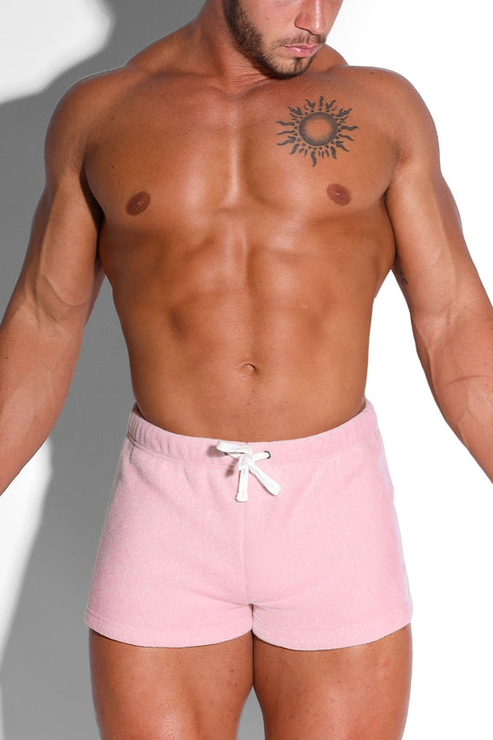 Short court en polaire peluche de luxe 5 cm - Rose pastel