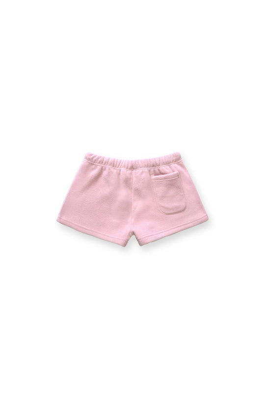 Short court en polaire peluche de luxe 5 cm - Rose pastel