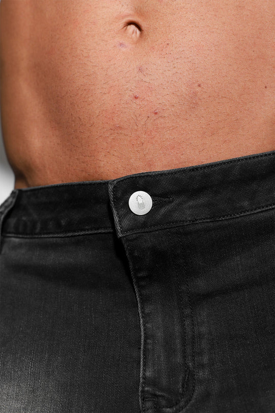 Jupe cargo en jean pour homme - Noir délavé