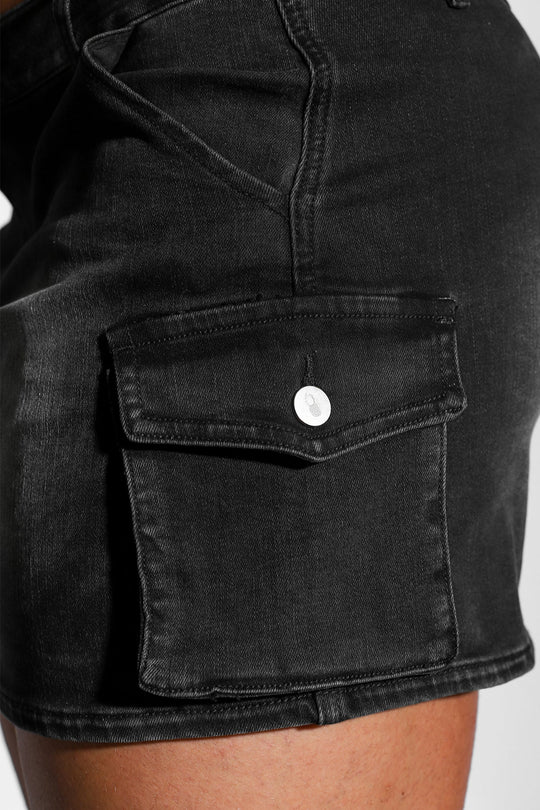 Jupe cargo en jean pour homme - Noir délavé