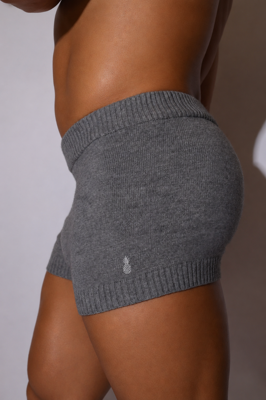Plush Knit Babe Shorts - Dark Grey