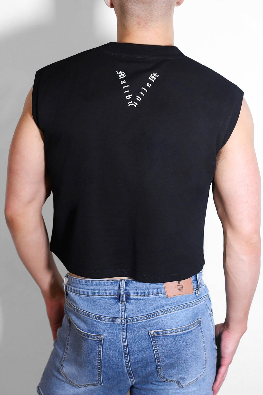 Débardeur court évasé coupe musclée - Logo JJ noir et blanc