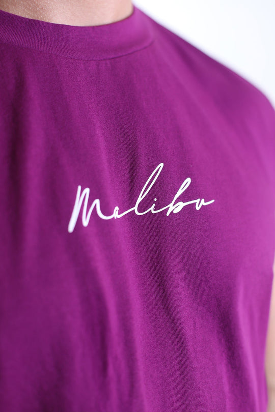 Camiseta de tirantes ajustada Escapism - Logotipo morado y blanco