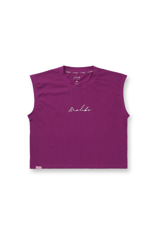 Camiseta de tirantes ajustada Escapism - Logotipo morado y blanco