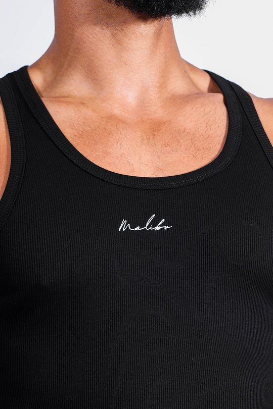 Top corto Dreamy Muscle Fit de canalé - Negro medianoche