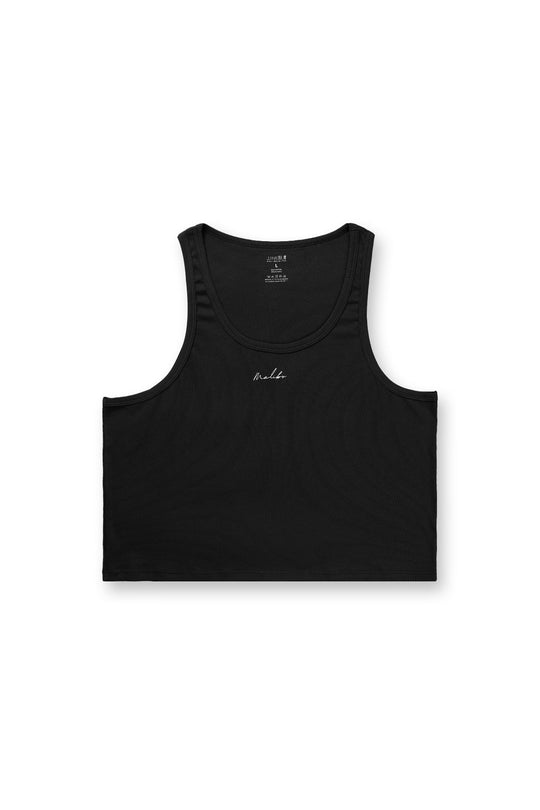 Top corto Dreamy Muscle Fit de canalé - Negro medianoche