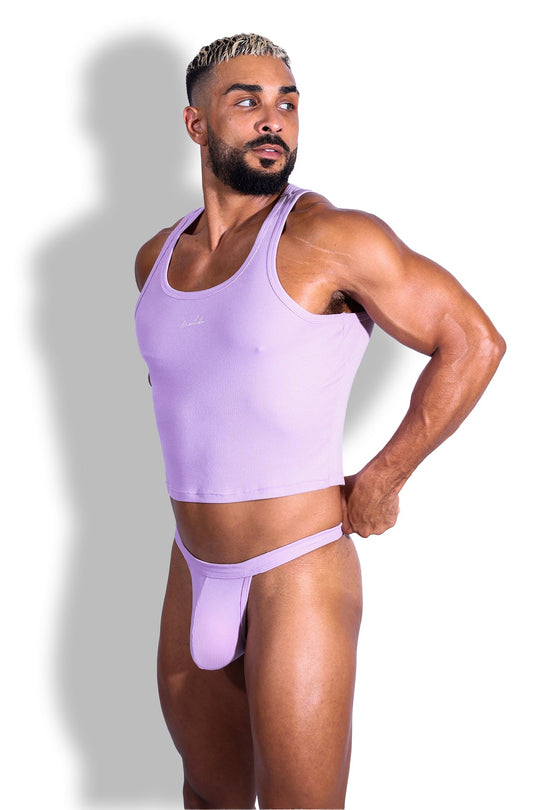 Débardeur court côtelé Dreamy Muscle Fit - Lavande