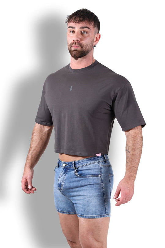 Haut court oversize décontracté - Gris foncé