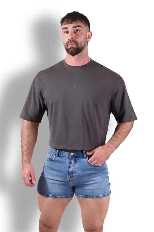 Haut court oversize décontracté - Gris foncé