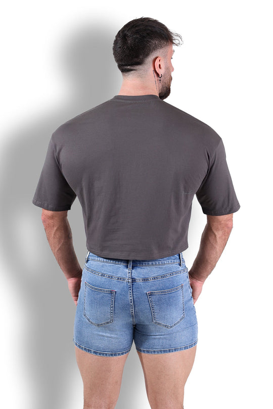 Haut court oversize décontracté - Gris foncé