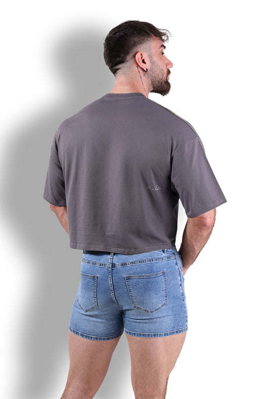 Haut court oversize décontracté - Gris foncé