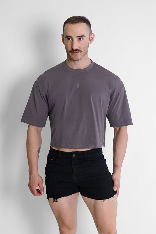 Haut court oversize décontracté - Gris foncé