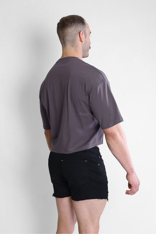 Haut court oversize décontracté - Gris foncé