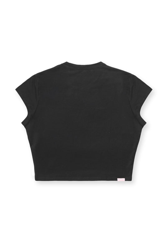 Camiseta corta de media manga ajustada - Negra