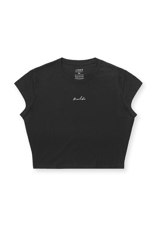 Camiseta corta de media manga ajustada - Negra