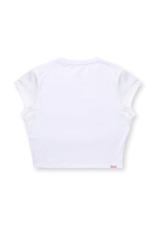 Muscle-Fit Crop Half-Sleeve Tee - White