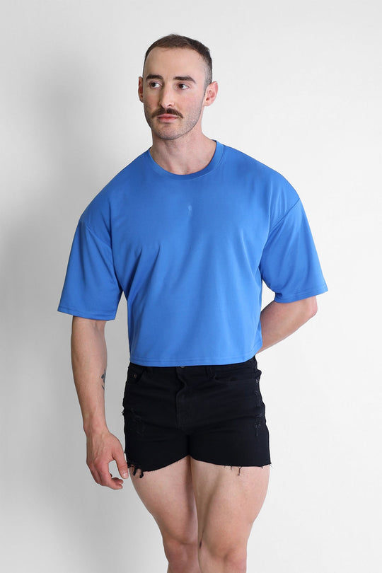 Cool-Dry Oversized Relaxed Crop Top - Blue